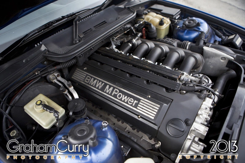 Euro E36 M3 engine bay with an S50B32